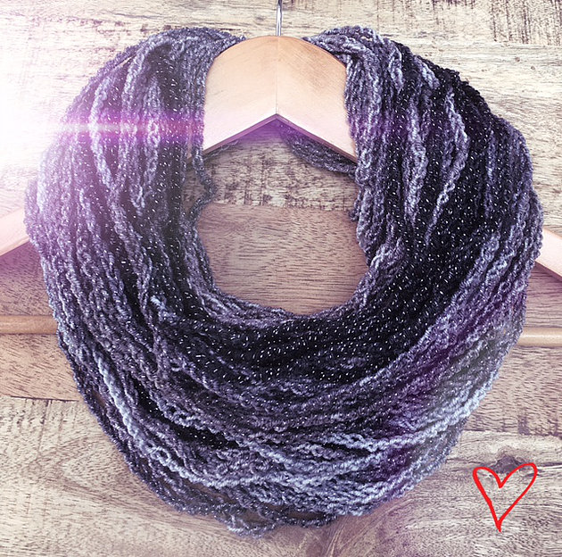 grey crochet chain scarf