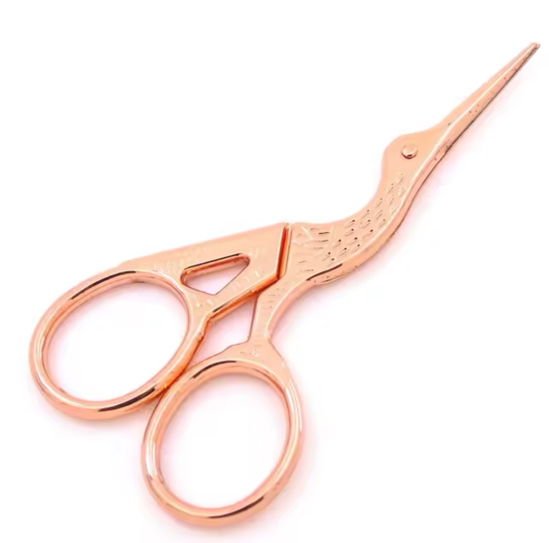 stork shaped scissors rose gold