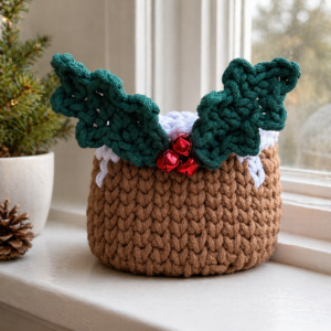christmas pudding basket crochet kit
