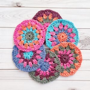 colourful coasters crochet kit