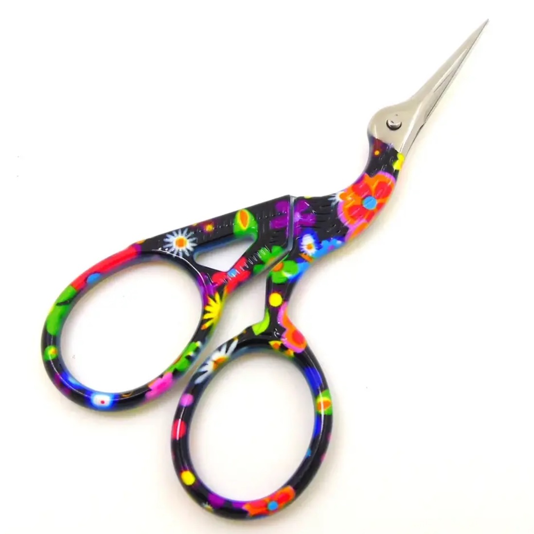 stork shaped scissors flowery