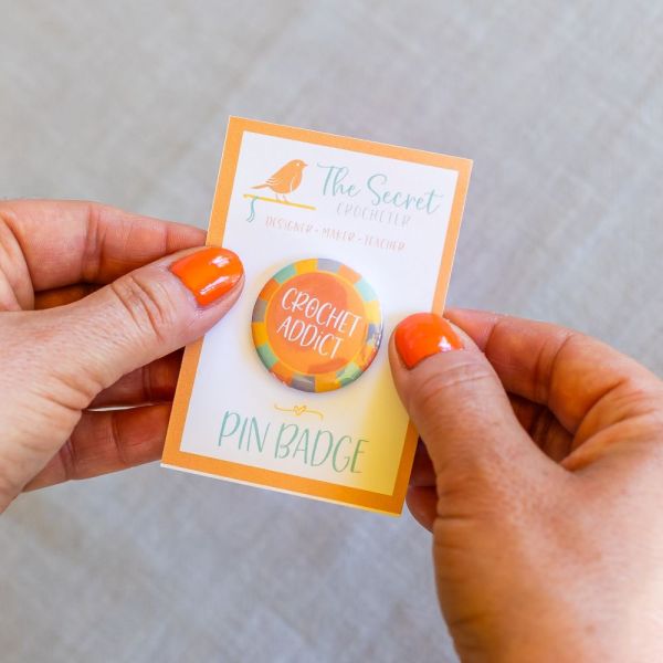 crochet pin badges – funny slogan gifts for crocheters
