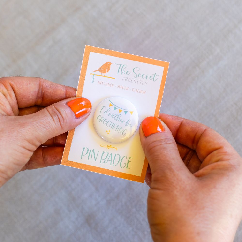 crochet pin badges – funny slogan gifts for crocheters