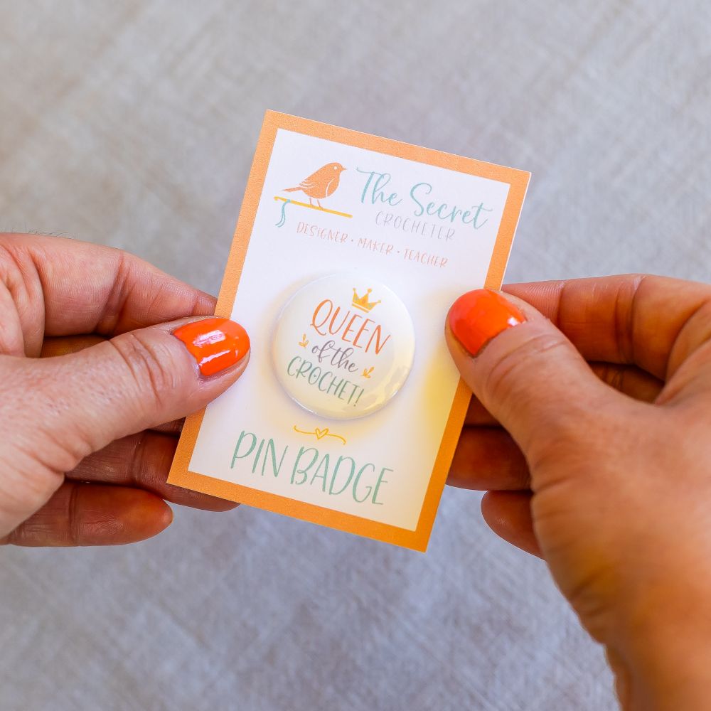 crochet pin badges – funny slogan gifts for crocheters