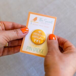 crochet pin badges – funny slogan gifts for crocheters