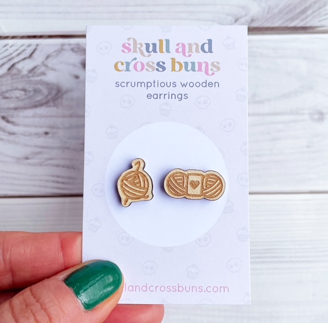 wooden earrings for crocheters