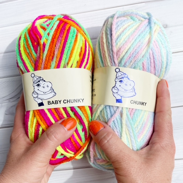 multicoloured chunky yarn