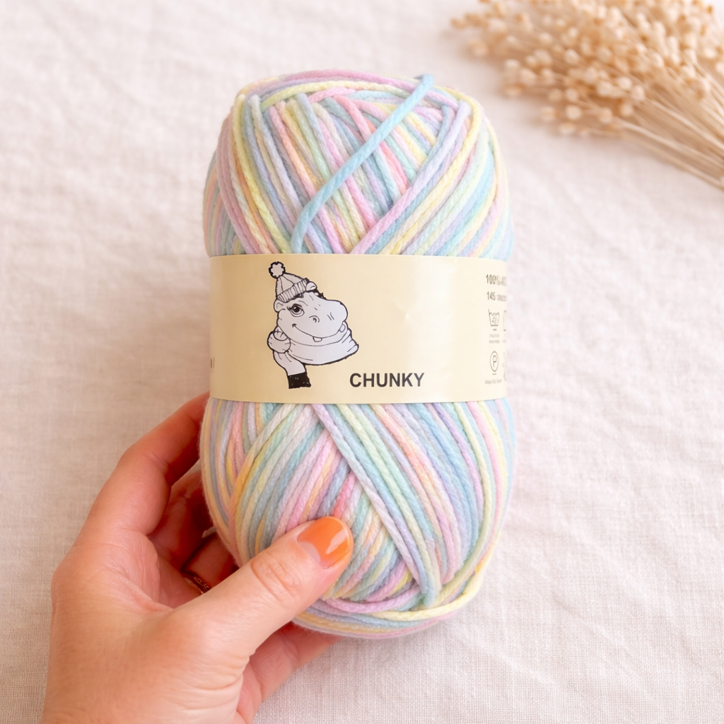 multicoloured chunky yarn