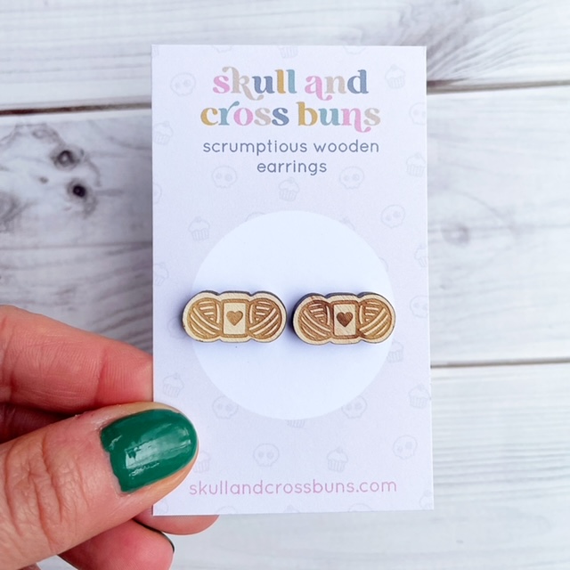 wooden earrings for crocheters