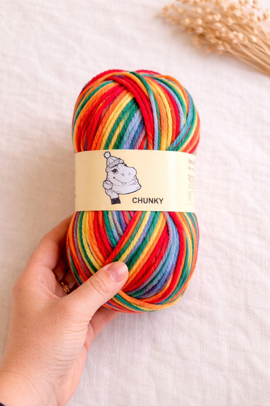 multicoloured chunky yarn