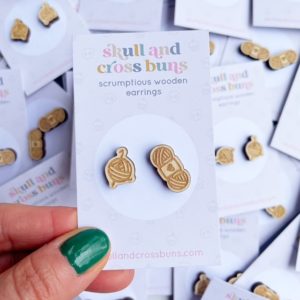 wooden earrings for crocheters
