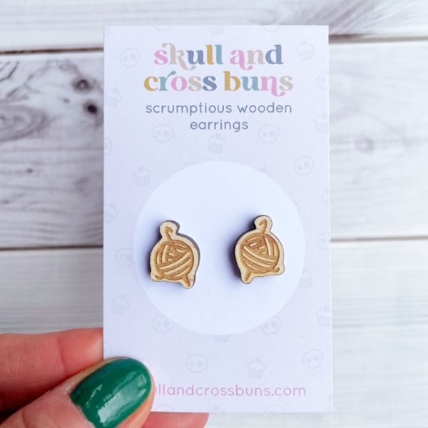 wooden earrings for crocheters