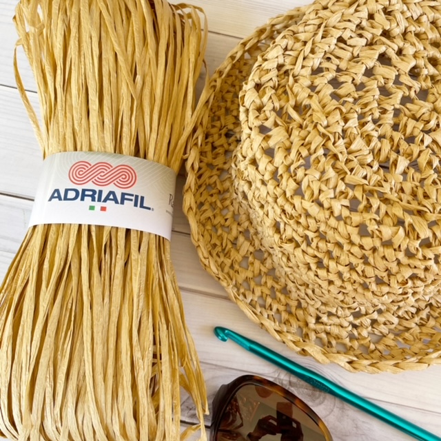 crochet pattern: raffia bucket hat