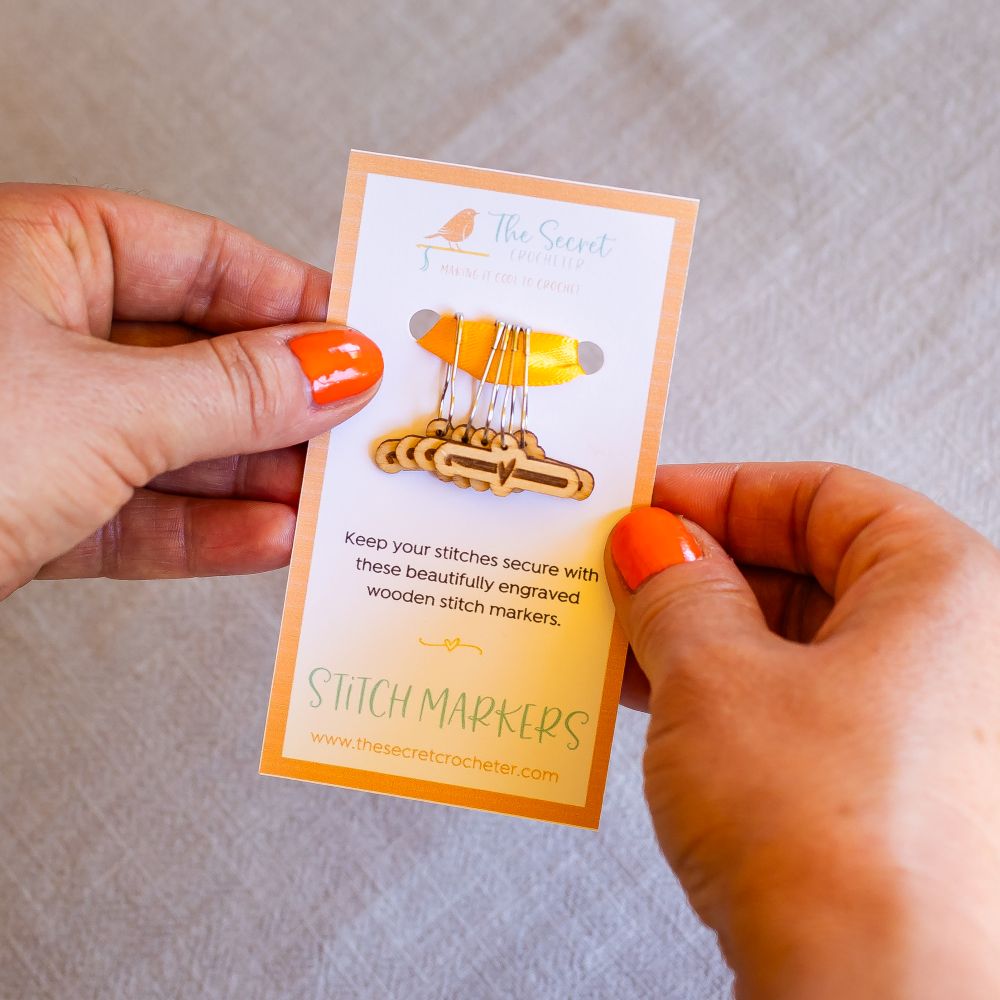 engraved wooden stitch markers | gifts for crocheters
