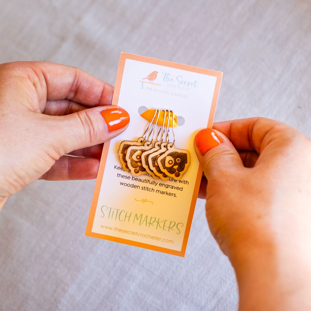 engraved wooden stitch markers | gifts for crocheters