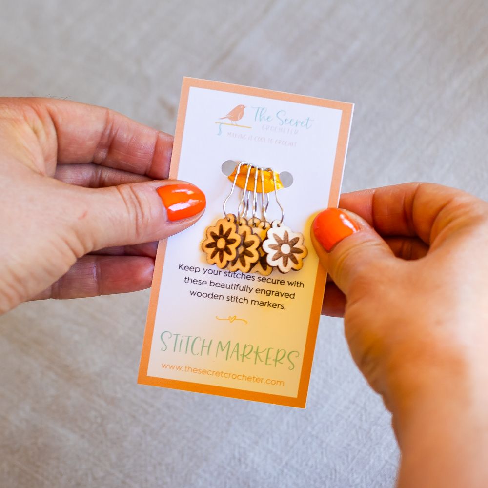 engraved wooden stitch markers | gifts for crocheters
