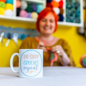 eat sleep crochet repeat mug | gift ideas for crocheters