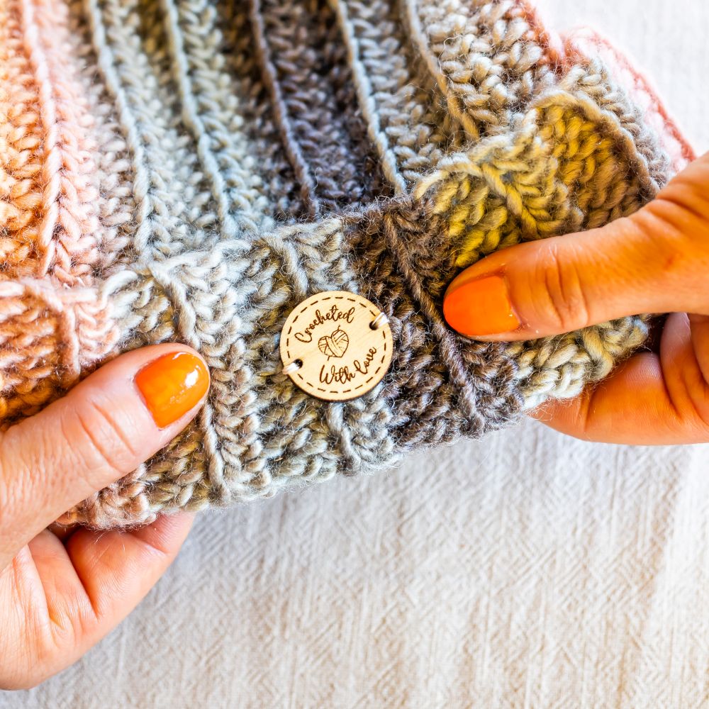 personalised wooden crochet buttons tags for crafters – 25mm