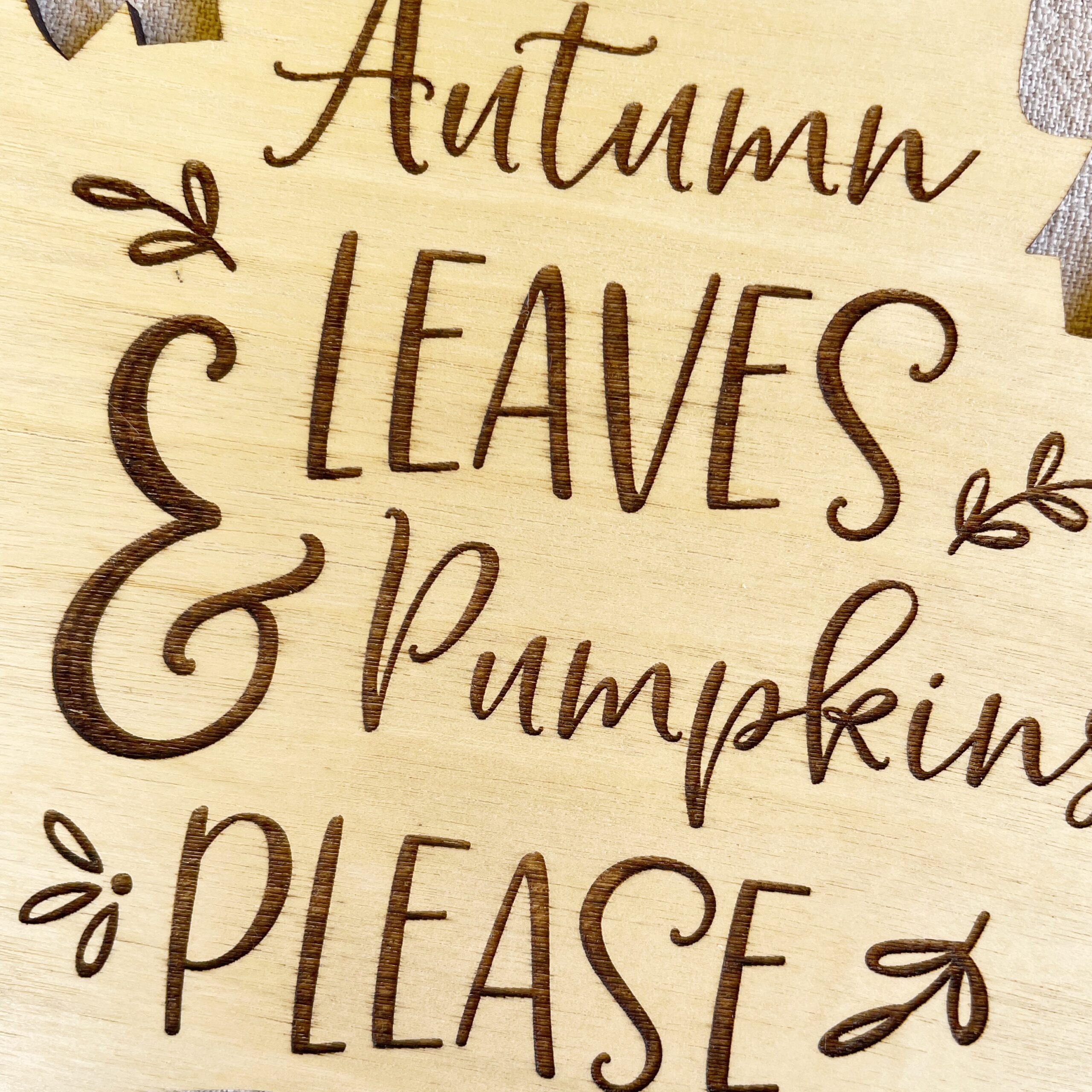 engraved autumn leaf plaque wreath crochet accessory