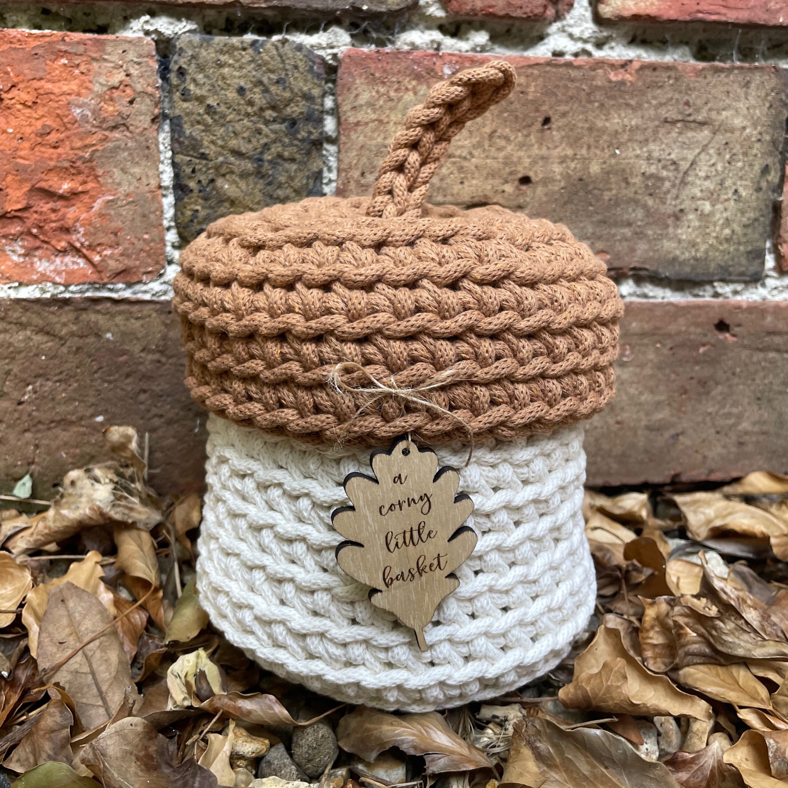 autumn baskets crochet kit acorn and toadstool basket kit