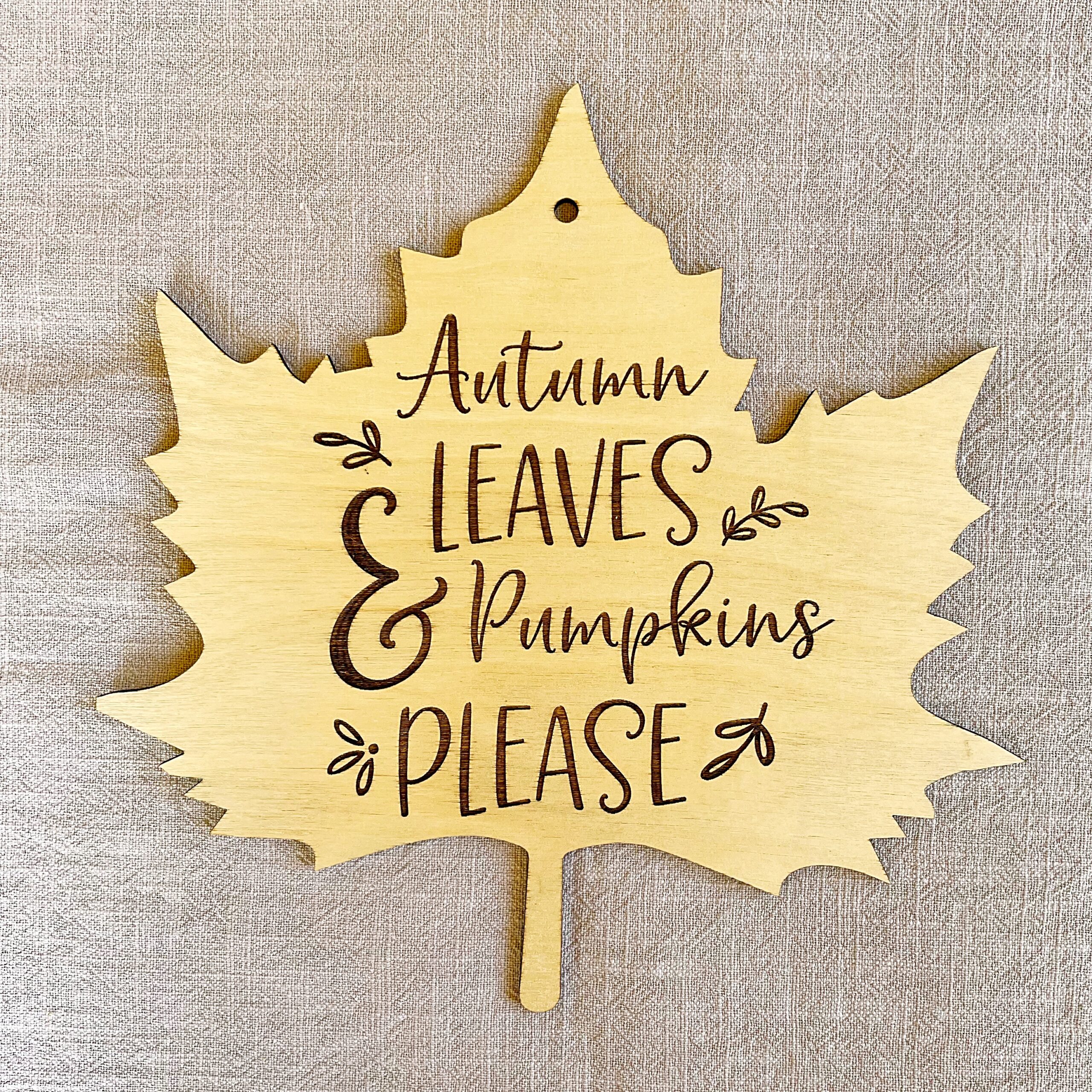 engraved autumn leaf plaque wreath crochet accessory