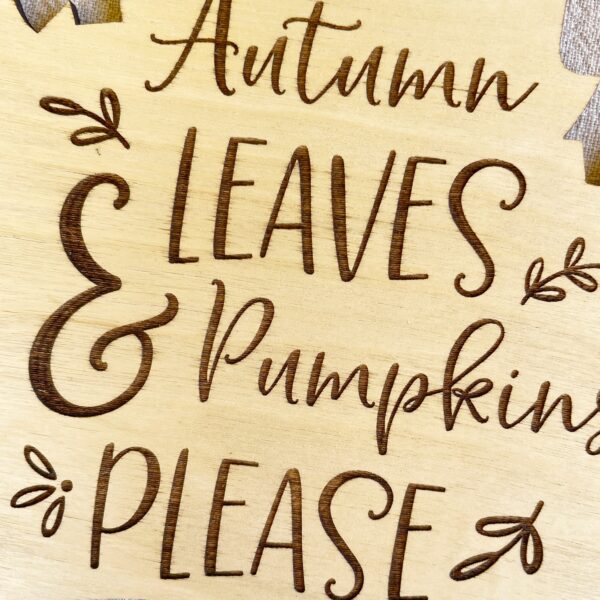 engraved autumn leaf plaque wreath crochet accessory
