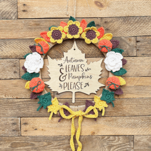 autumn wreath crochet kit autumn leaves & pumpkins please