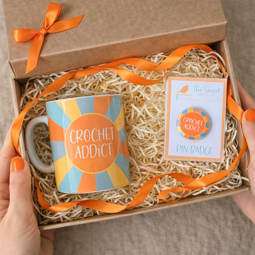 crochet mug & badge gift set mini crochet gift set