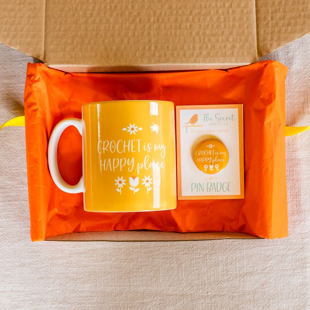 crochet mug & badge gift set mini crochet gift set