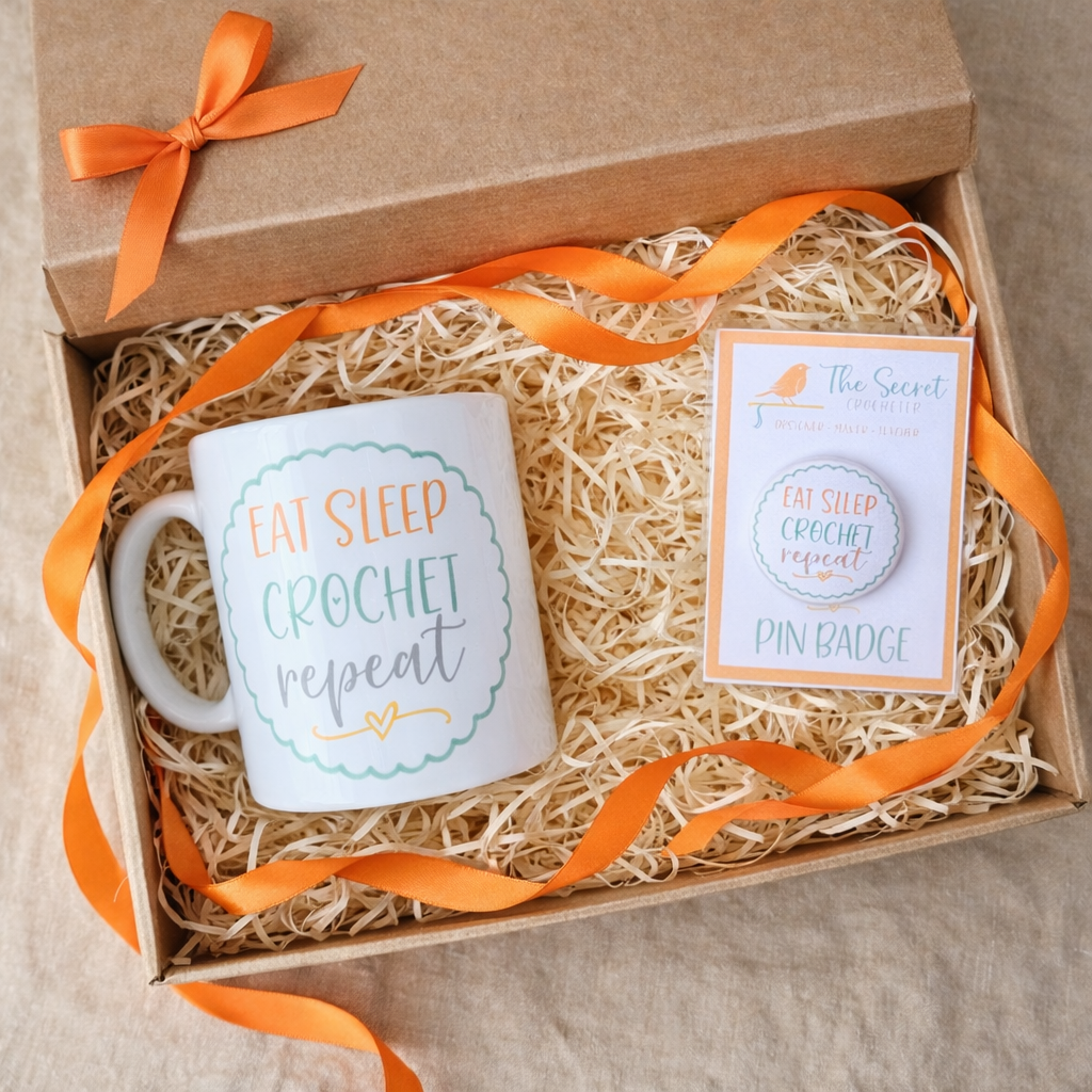 crochet mug & badge gift set mini crochet gift set