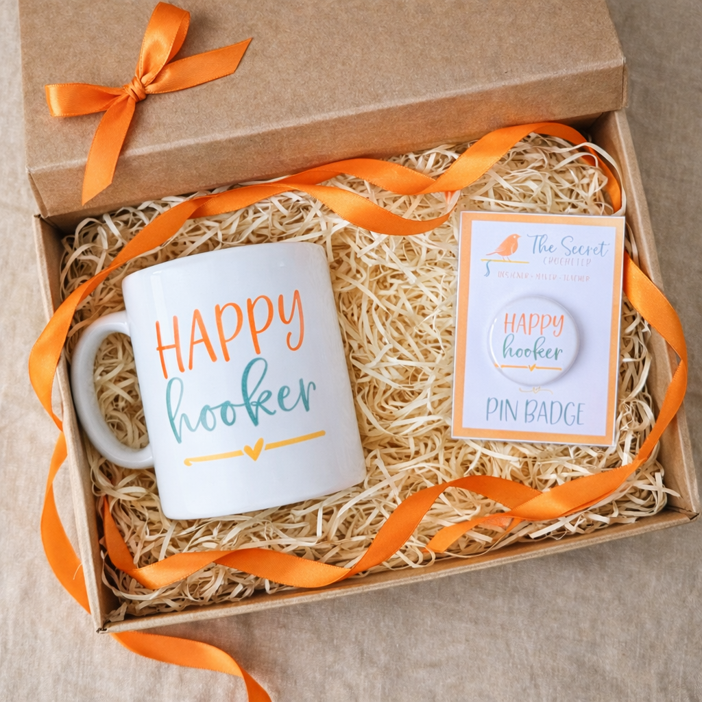 crochet mug & badge gift set mini crochet gift set