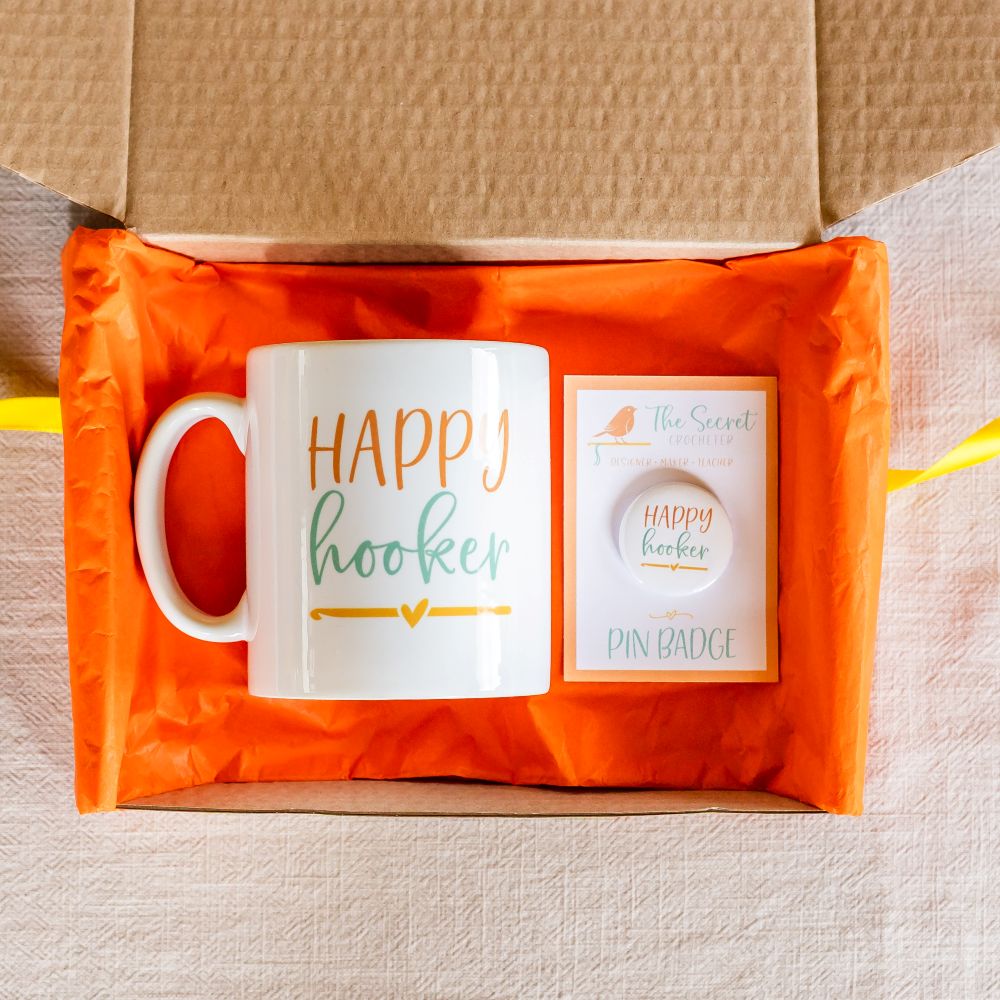 crochet mug & badge gift set mini crochet gift set