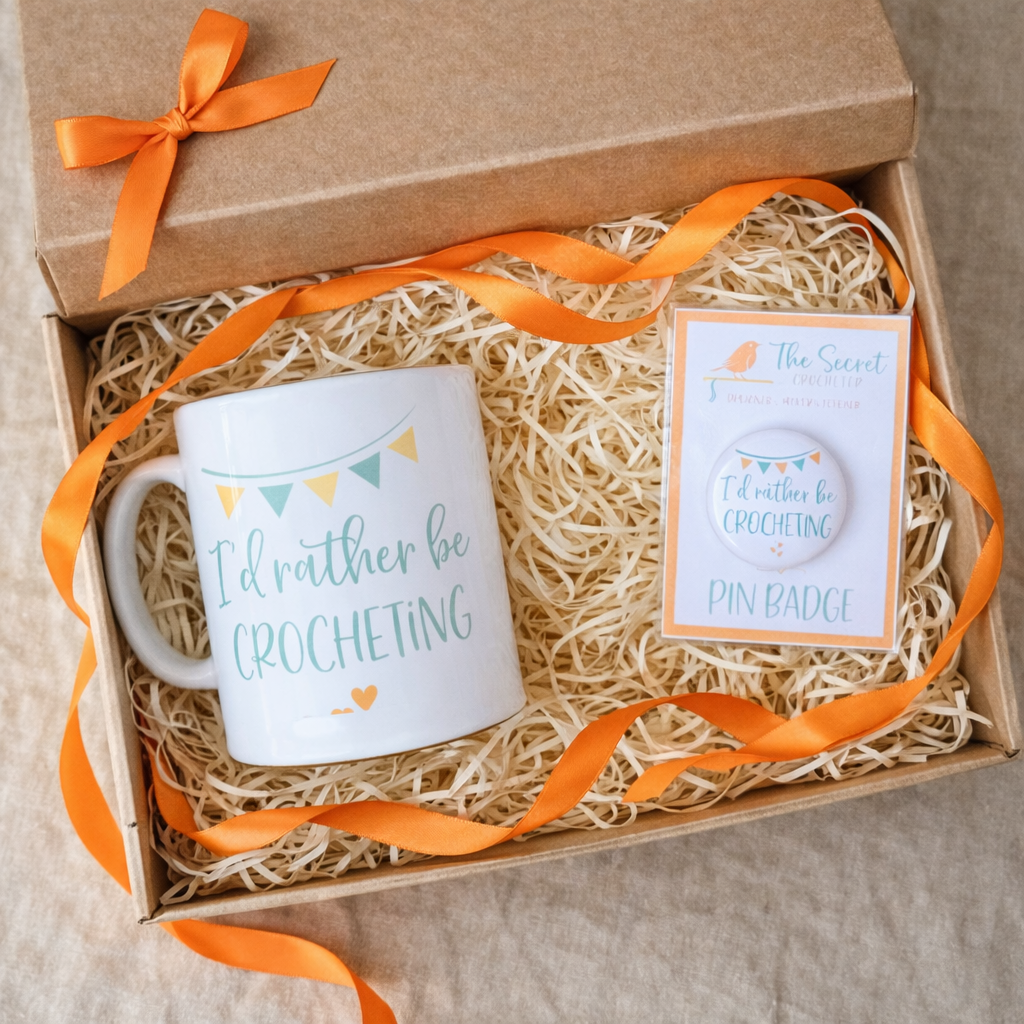 crochet mug & badge gift set mini crochet gift set