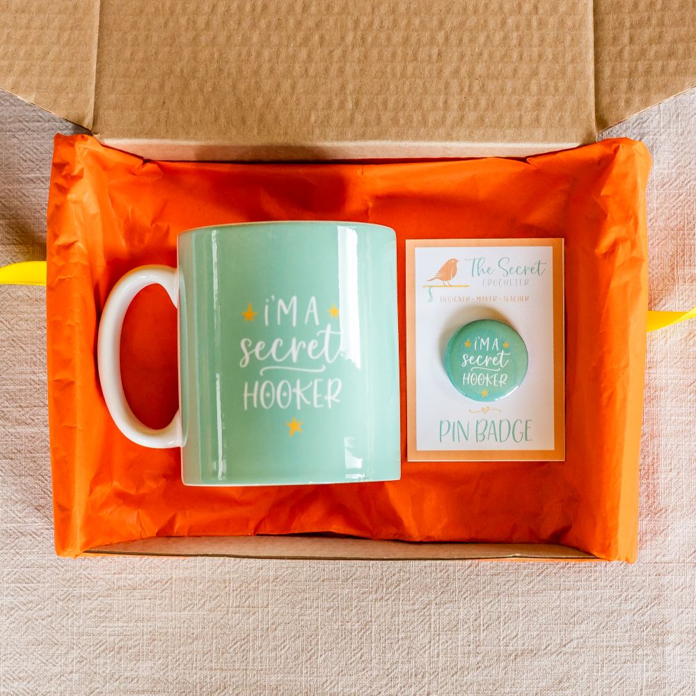 crochet mug & badge gift set mini crochet gift set