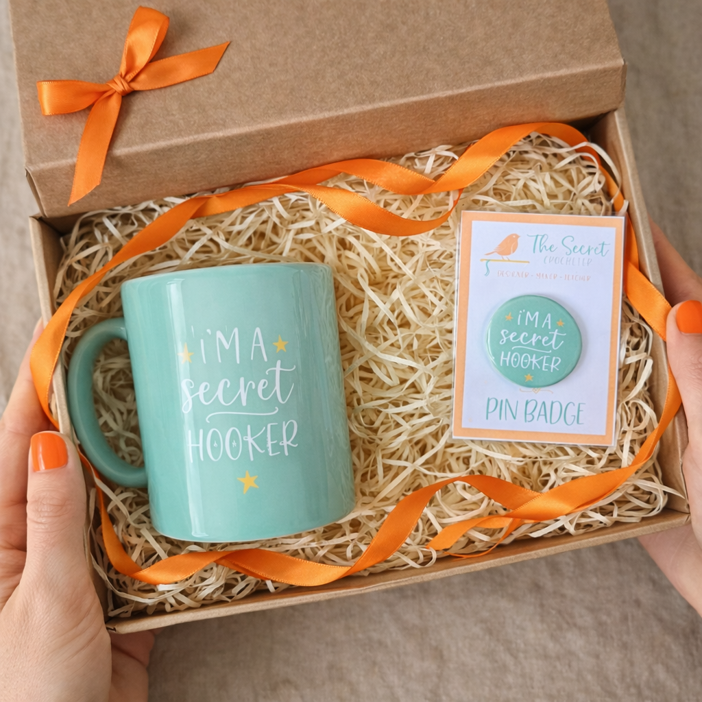 crochet mug & badge gift set mini crochet gift set