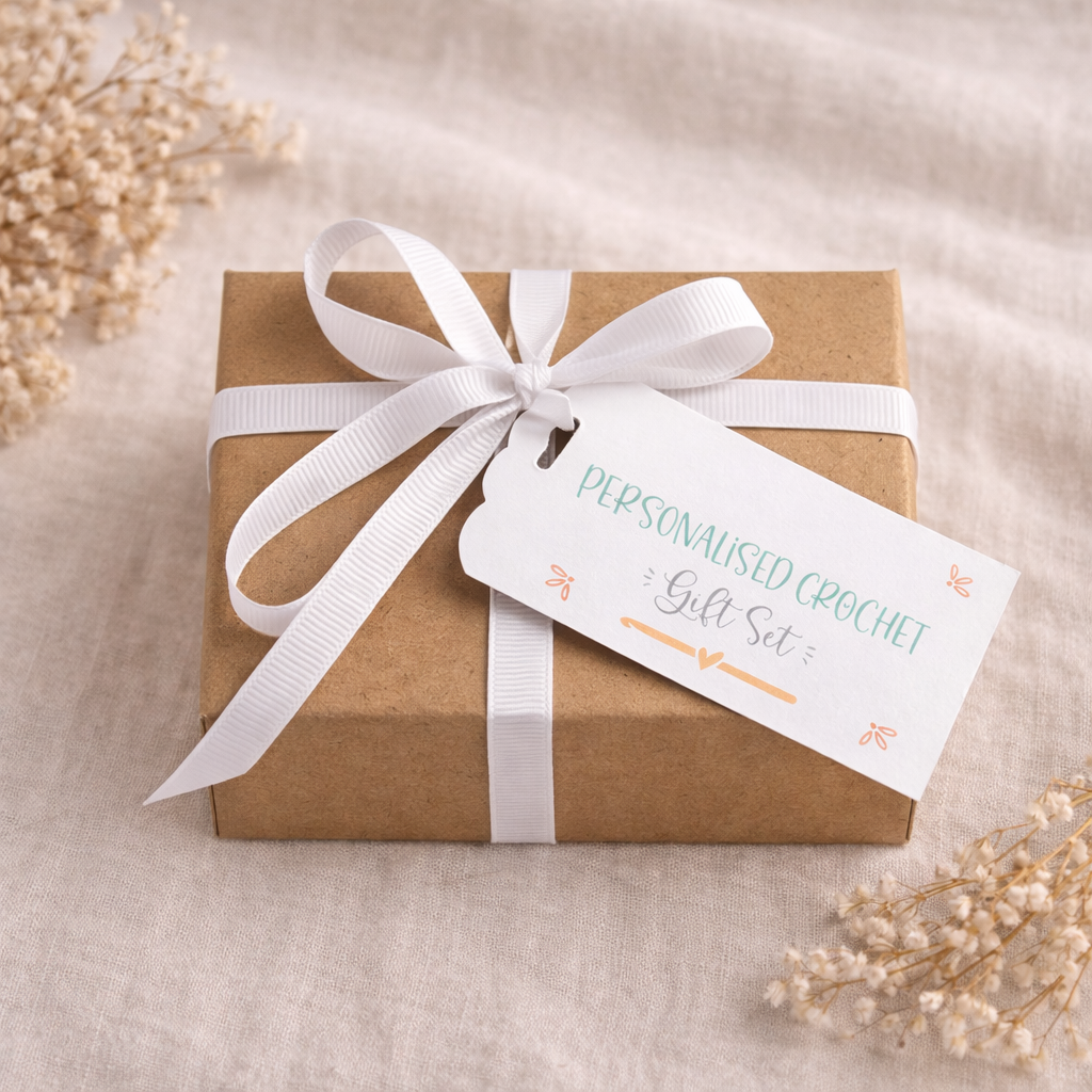 personalised crochet gift set engraved hook & buttons