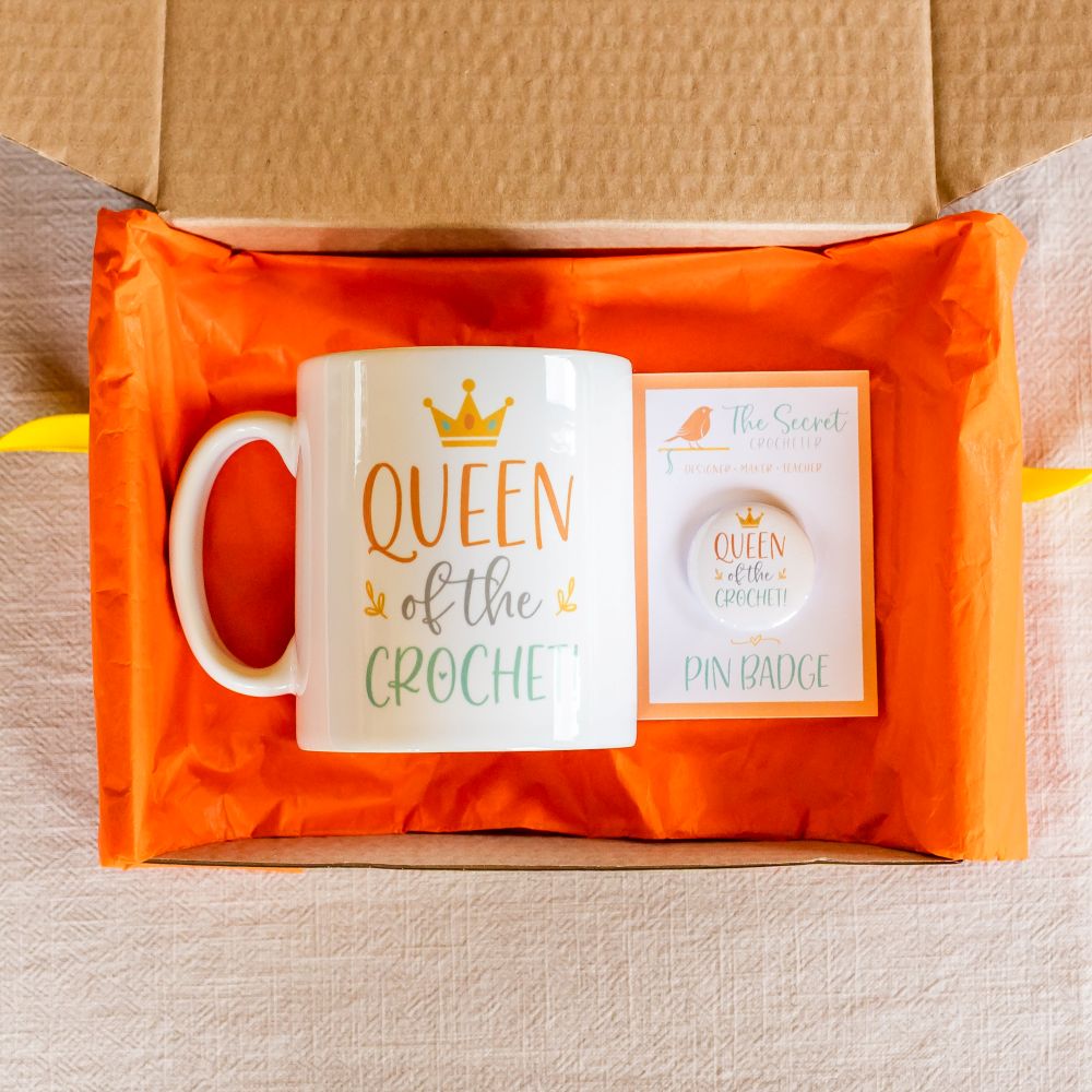crochet mug & badge gift set mini crochet gift set