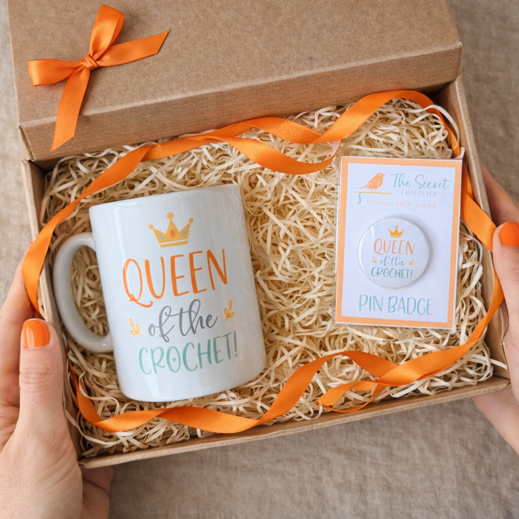 crochet mug & badge gift set mini crochet gift set