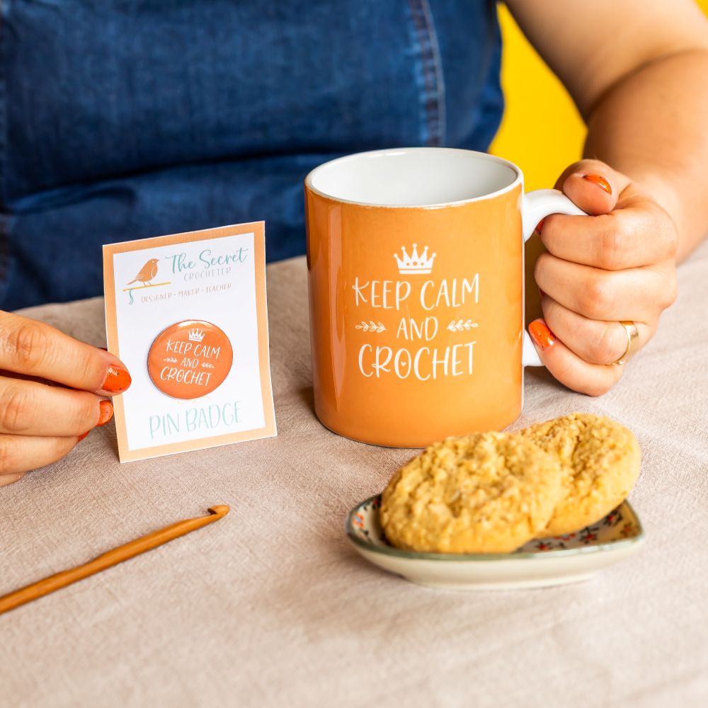 crochet mug & badge gift set mini crochet gift set