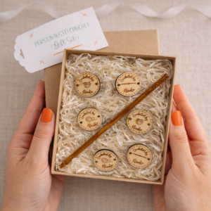 personalised crochet gift set engraved hook & buttons