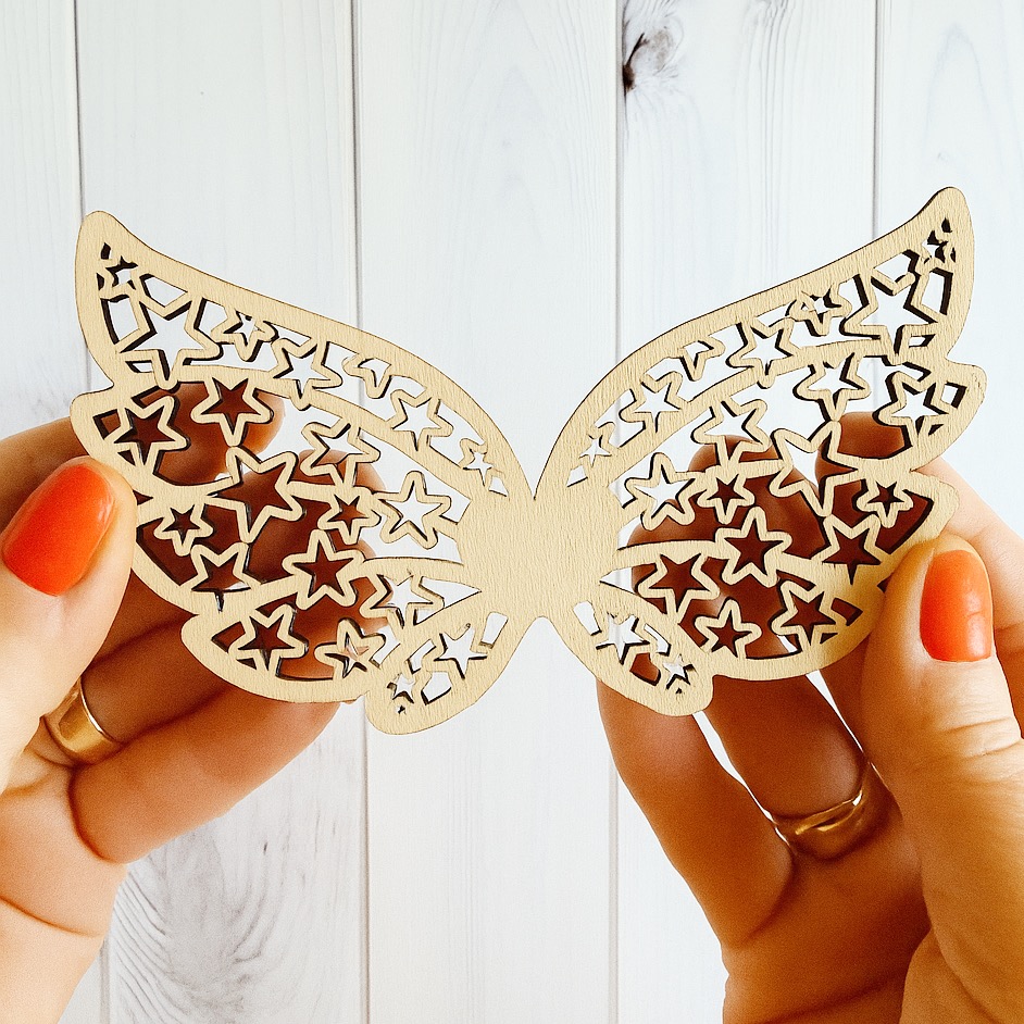 laser cut wooden angel wings angel tree topper accessory