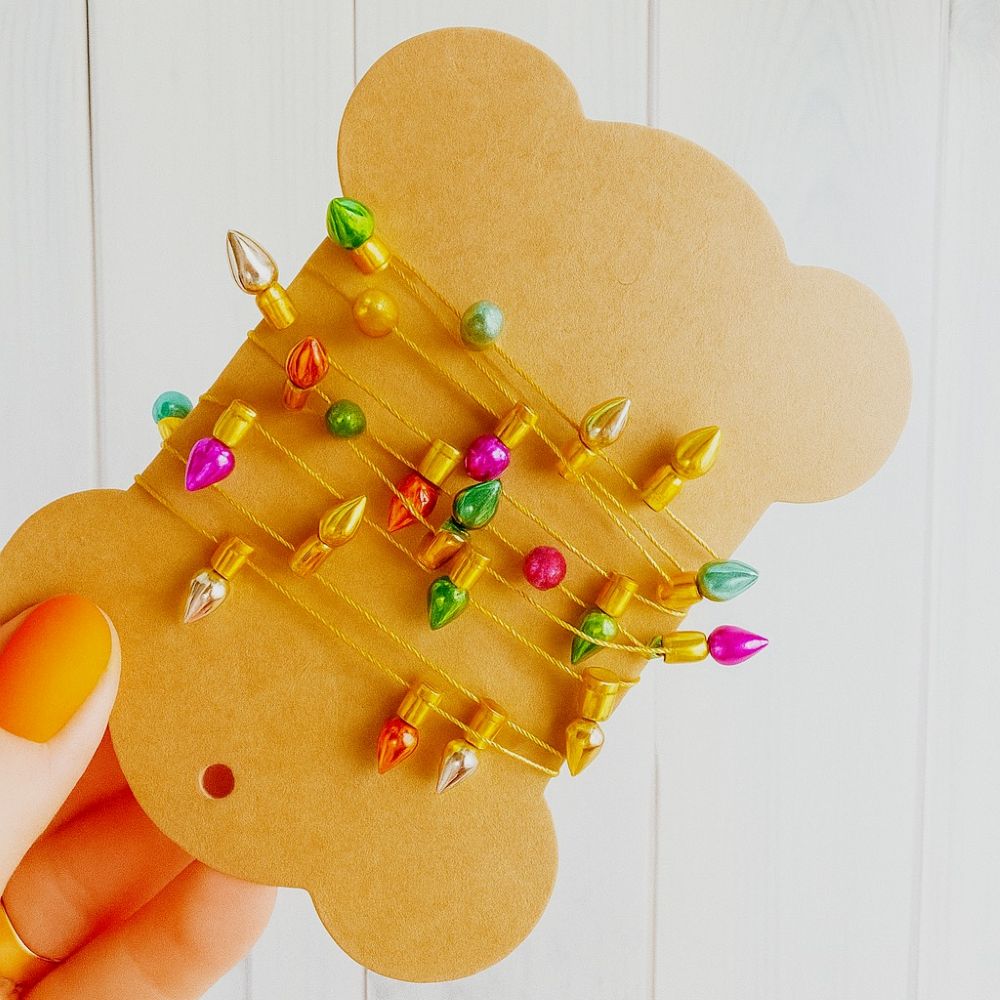 mini christmas bauble light string 1m craft embellishment on gold thread