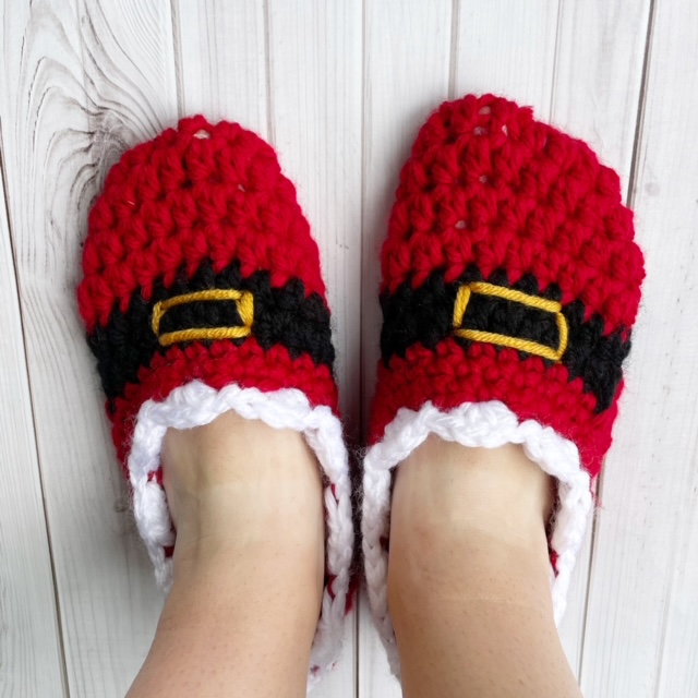 santa slippers crochet kit festive super chunky project