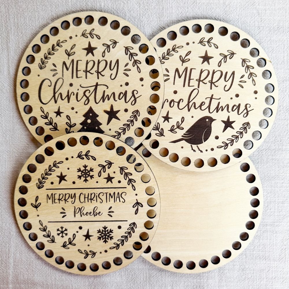 wooden basket base 14cm crochet basket base