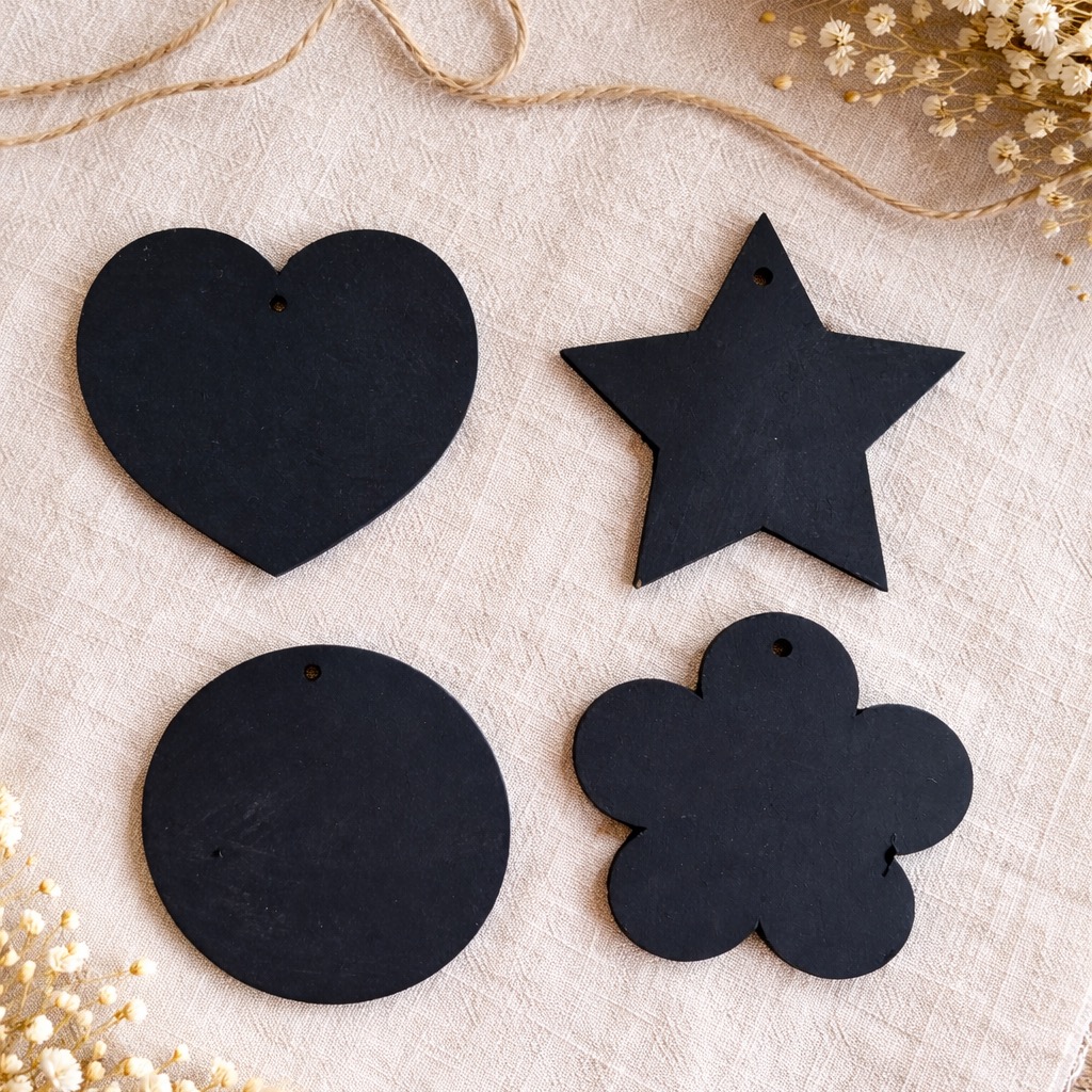 wooden chalkboard tags for crochet baskets and storage