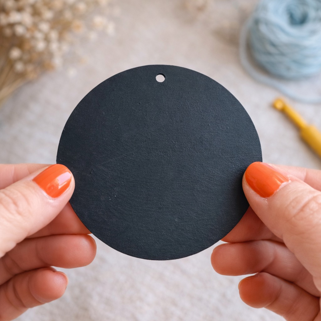 wooden chalkboard tags for crochet baskets and storage