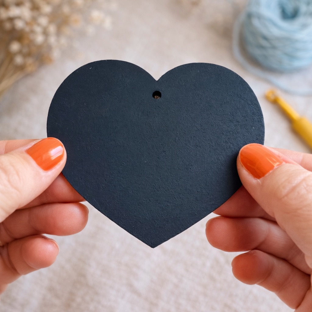 wooden chalkboard tags for crochet baskets and storage