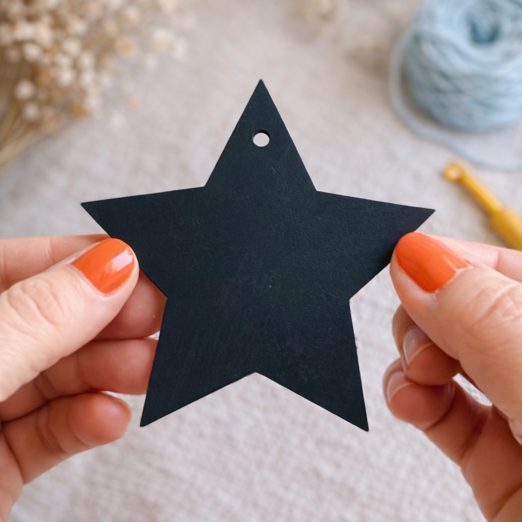wooden chalkboard tags for crochet baskets and storage