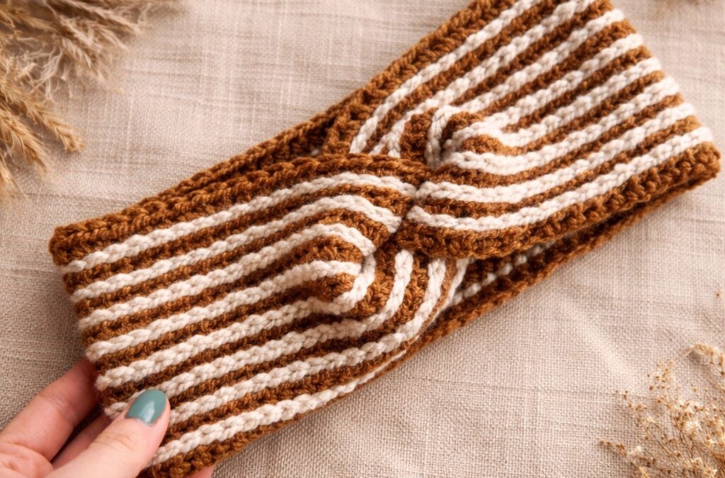 how to crocheta twisted two colour headband free pattern