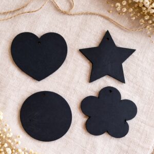 wooden chalkboard tags for crochet baskets and storage